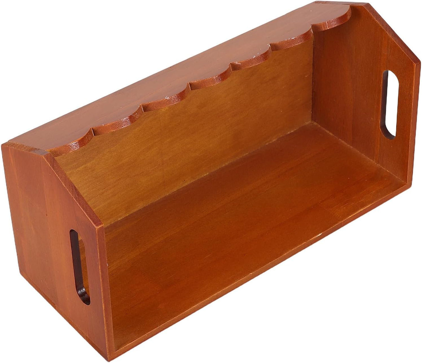 ibasenice Wooden Storage Basket for Vegetable and Fruit Storage with Ergonomic Handles and Wavy Edge, Kitchen Counter Organizer Bin with Wide Opening and Flat Base in Area of Your Home