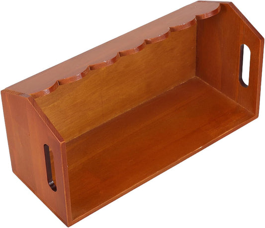 ibasenice Wooden Storage Basket for Vegetable and Fruit Storage with Ergonomic Handles and Wavy Edge, Kitchen Counter Organizer Bin with Wide Opening and Flat Base in Area of Your Home