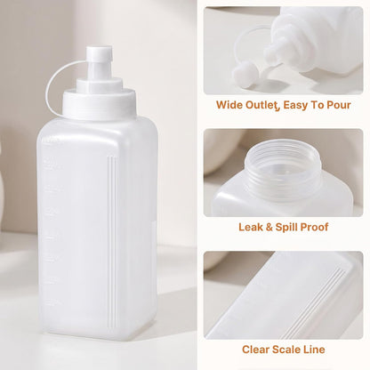 SHENLIU Wide Mouth Squeeze Bottle, 27oz Salad Dressing Dispenser Container