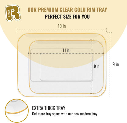 R-kay 3 Pack White Plastic Serving Trays for Party - Rectangular, 8 by 11 in, Heavy Duty Dessert Trays for Food