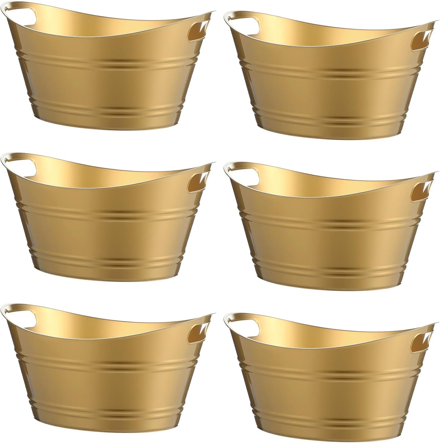 Patelai 6 Pcs Ice Buckets Bulk, Plastic Ice Buckets with Handles, Oval Storage Tub, Large Capacity Drink Tub for Party Bar Wine Beer Champagne Beverage Bottle Cooler(4.5 Liter,Clear)