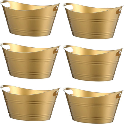 Patelai 6 Pcs Ice Buckets Bulk, Plastic Ice Buckets with Handles, Oval Storage Tub, Large Capacity Drink Tub for Party Bar Wine Beer Champagne Beverage Bottle Cooler(4.5 Liter,Clear)