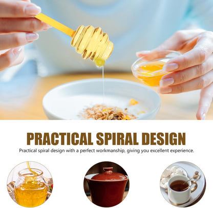 CALLARON Glass Honey Dipper Stirring Stick - Portable Household Honey Rod for Tea Coffee Jam - Practical Spiral Design 5.35 X 1.18 Inches