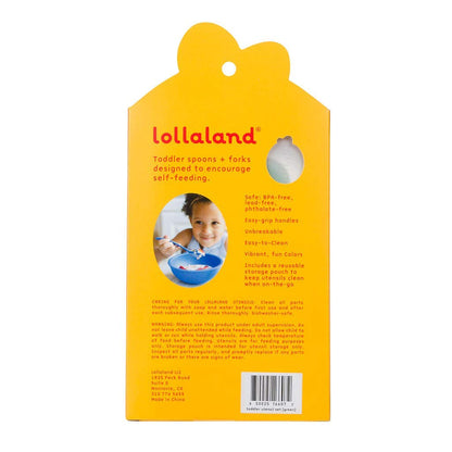 Lollaland 5 Piece Plastic Toddler Silverware Spoon and Fork Utensil Set - Reusable Toddler Cutlery With Hygienic Travel Pouch (Pink)