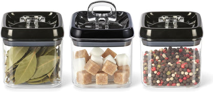 Felli Flip Tite Storage Container with Lid 4” RECTANGULAR Airtight Ring Flip Top, Stackable Kitchen Counter Pantry Organizer Acrylic Canister Jar for Pasta Spaghetti Cereal Granola Coffee (1.9qt)