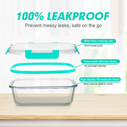 VERONES 30 Pieces Glass Meal Prep Containers Set, Stackable Glass Food Storage Containers with Lids-Airtight Lunch Containers，for Microwave, Oven, Freezer & Dishwasher,Grey