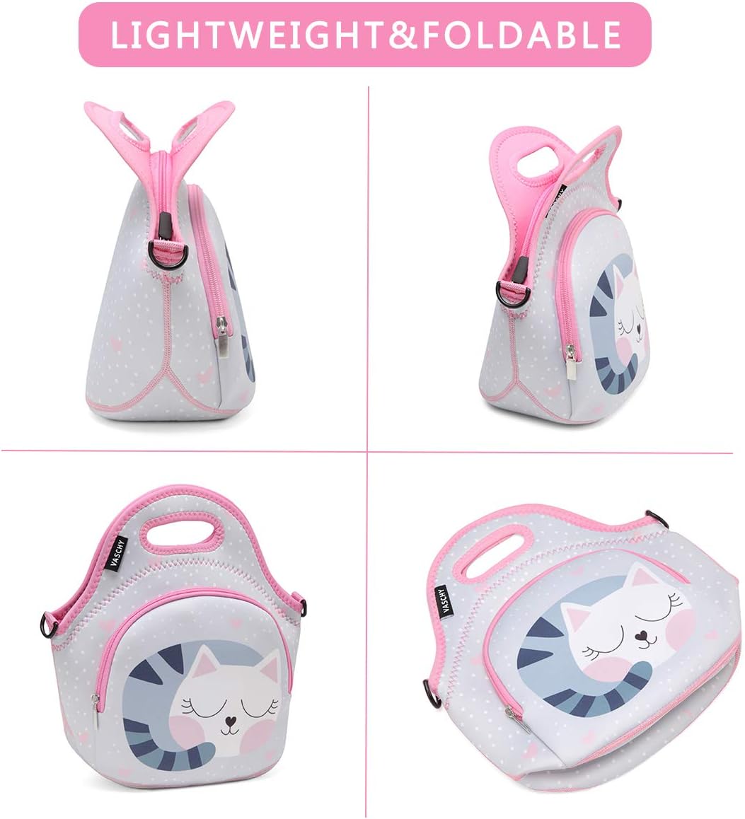 VASCHY Lunch Bag for Kids, Insulated Neoprene Lightweight Lunch Box Bag for Children Boys and Girls School Daycare Kindergarten Dinosaur