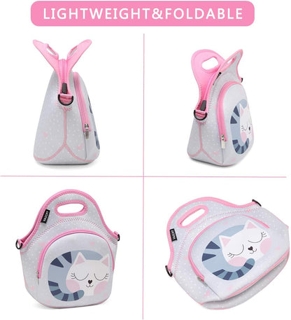 VASCHY Lunch Bag for Kids, Insulated Neoprene Lightweight Lunch Box Bag for Children Boys and Girls School Daycare Kindergarten Dinosaur