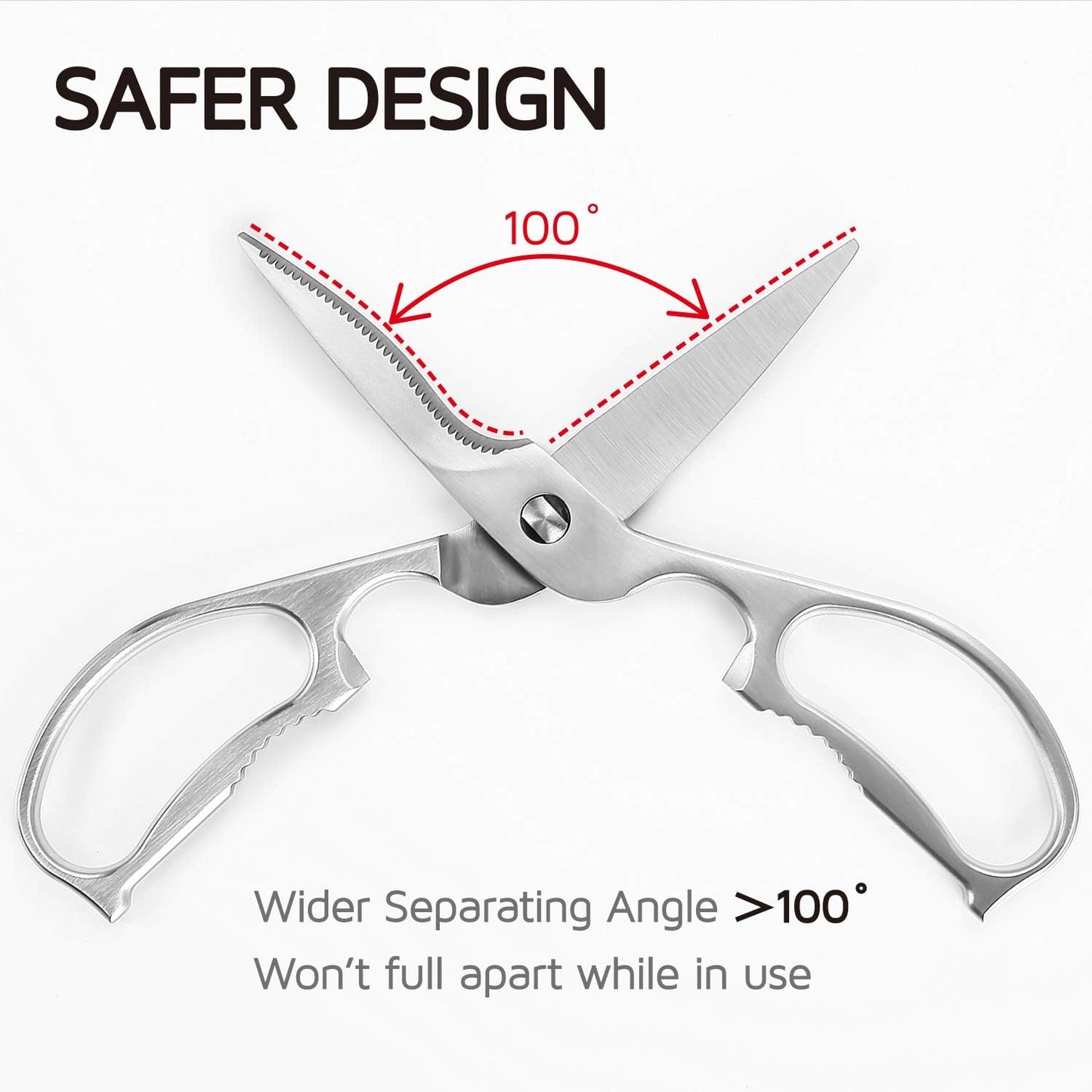 Come Apart Kitchen Shears by WELLSTAR, Multi-purpose Heavy Duty German Stainless Steel Food Scissors for Cutting Meat Poultry Chicken Vegetable, Durable One Piece Construction, Mirror Finish