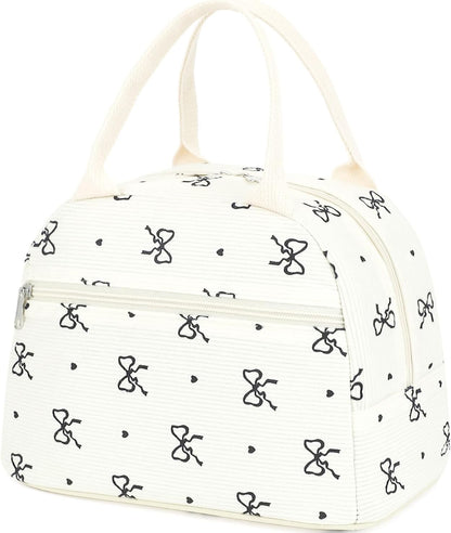 GYEUKHAM Lunch Bag Women, Lunch Box for Adult Men Kids Girls, Small Cute Lunchbox Tote Large Capacity Insulated Lunch Container Cooler for Work School Picnic Travel, Black White Stripes