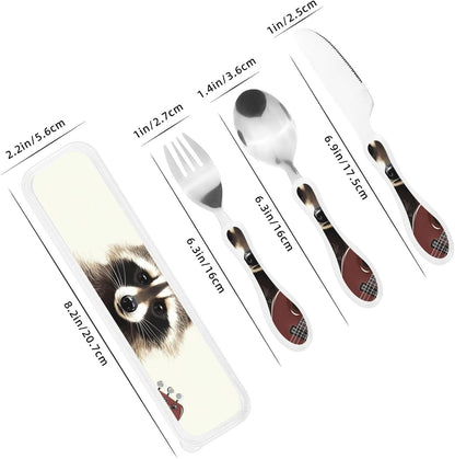 3-Piece Kids Silverware Set With Storage Case, Stainless Steel Reusable Children Safe Knife Spoon Fork Set Long Haired Dachshund Children Flatware Set For Kids Lunch Box