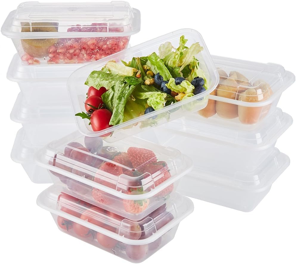 [40 Value Pack single one compartment 24 OZ Meal Prep Plastic Food Storage Containers - BPA Free Reusable Lunch Bento Box with Lids - Spill proof,Microwave, Dishwasher and Freezer Safe