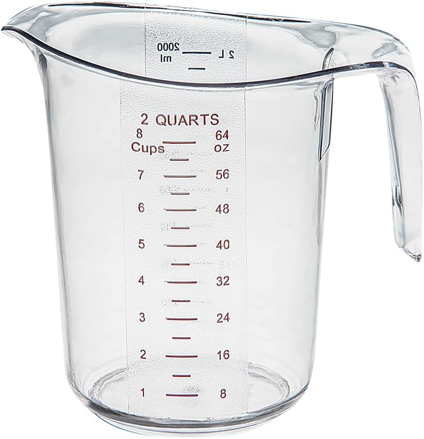 Restaurantware Plastic Measuring Cup - Chef 101 Measuring Jug with Dual Unit Markings, Dishwasher Safe - Clear Measuring Cup for Kitchen, Restaurants