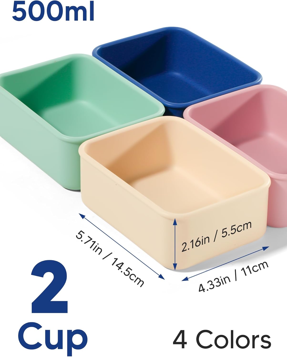 4 PCS 3.5 Cup Silicone Freezer Trays with Lid, Durable Silicone Soup Freezer Molds for Meal Prep and Food Storage, Reusable Freezer Containers for Soups Sauces Stews Curries (Lake Blue)