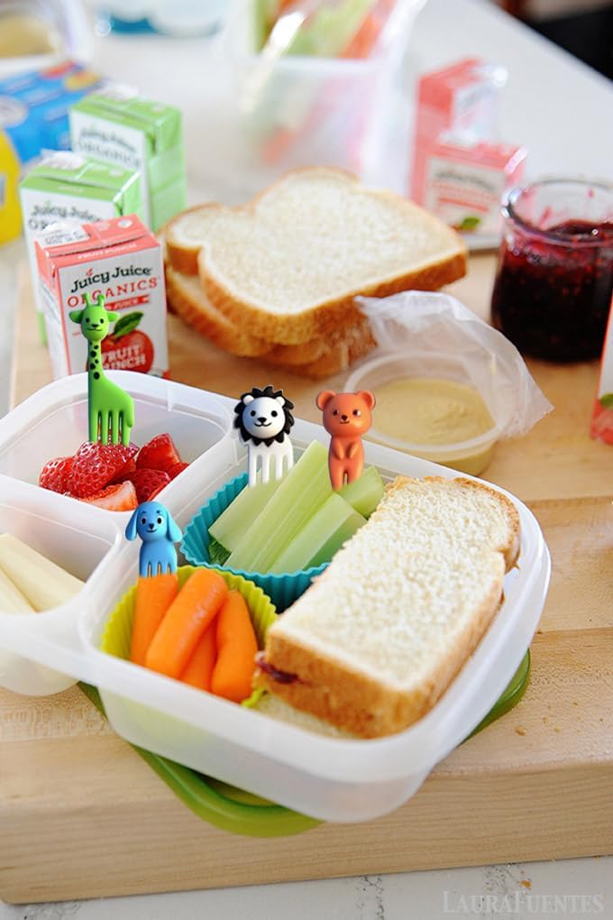 Silicone Lunch Box Dividers - Bento Box Lunchbox Accessories Reusable Cupcake Liners Molds for Baking with 20pcs Food Picks