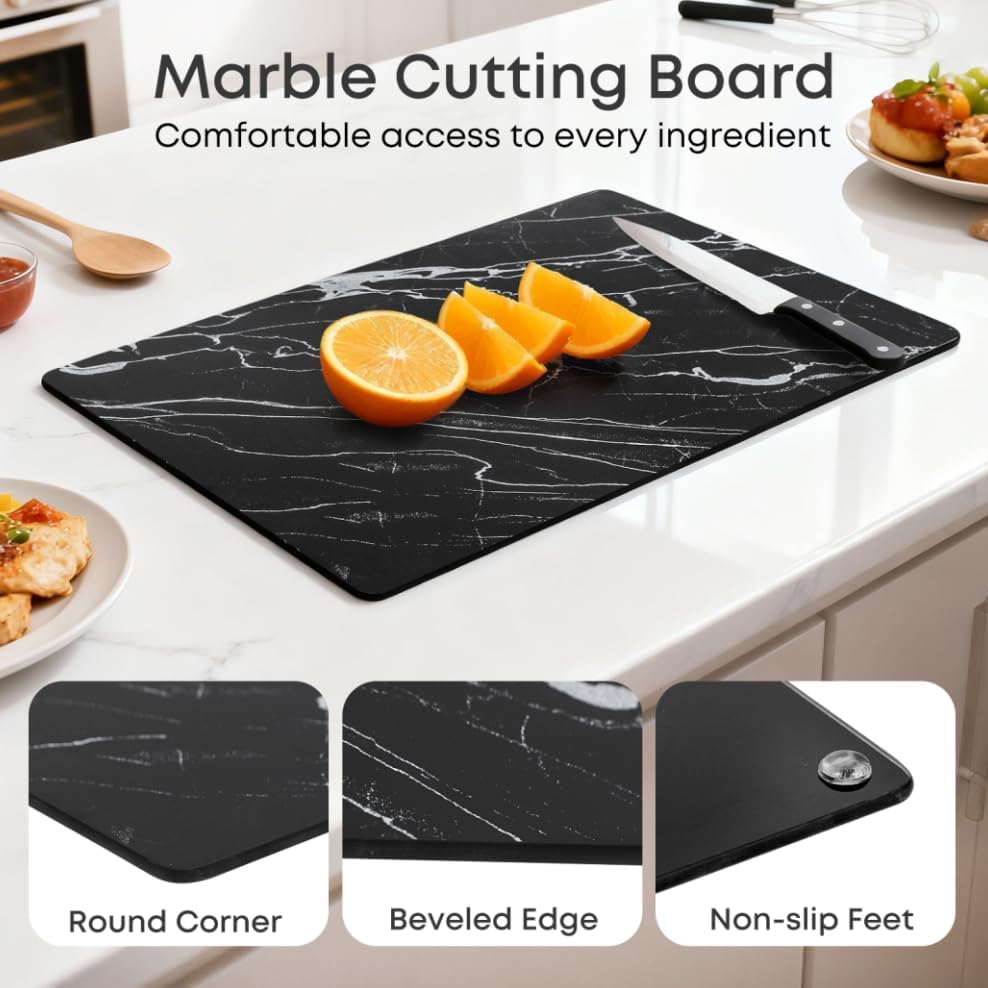 Murrey Home Glass Cutting Board Set for Kitchen Counter, Tempered Glass Chopping Boards Dishwasher Safe, Small Clear Countertop Tray, 16"x12"x2PC