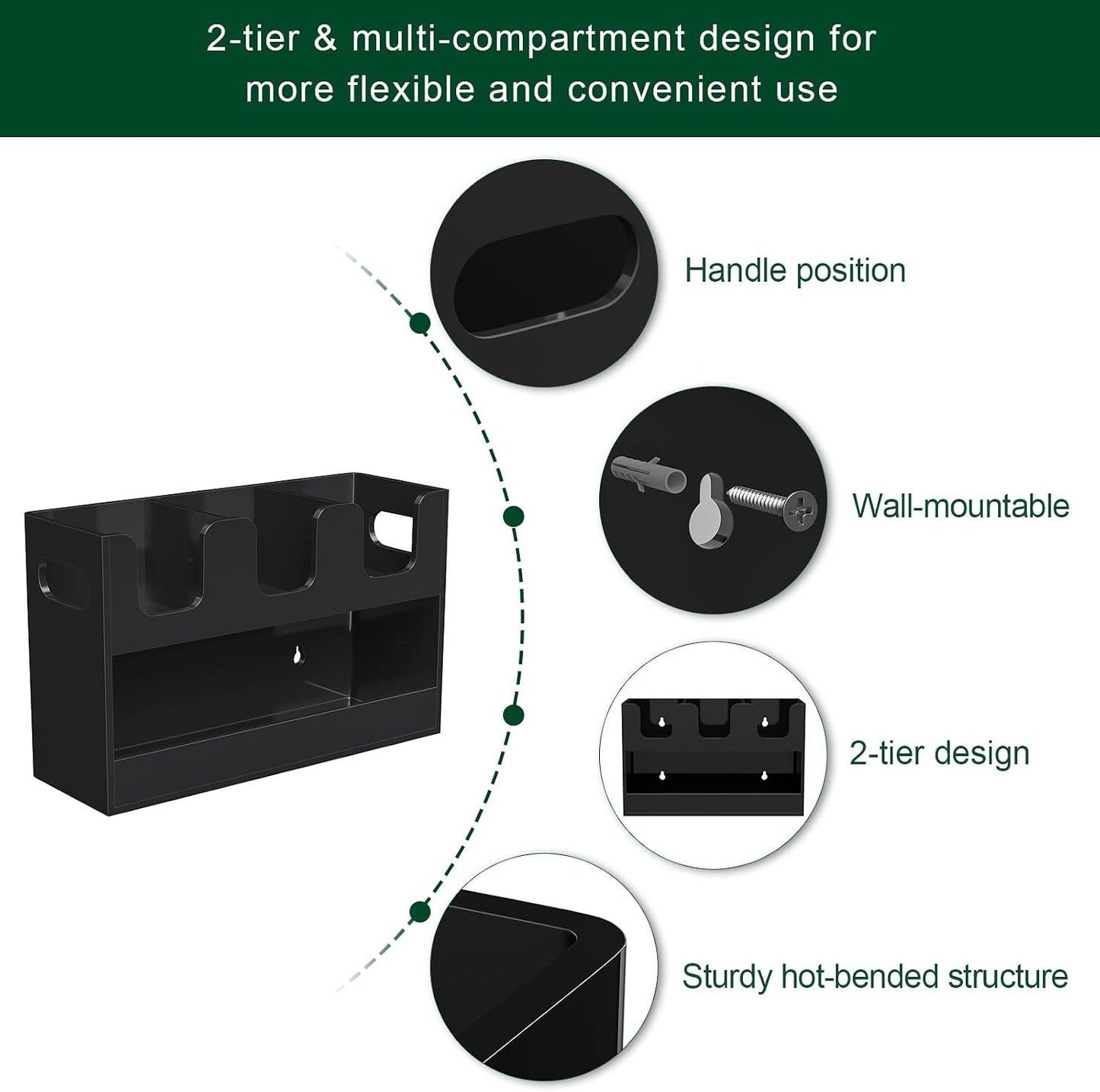 Disposable Coffee Cup Dispenser with Handles, 2-Tier 4 Compartments Clear Acrylic Paper Cup and Lid Storage Organizer for Coffee Bar Kitchen Accessories Restaurant Breakroom Party Supplies