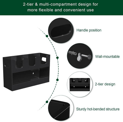 Disposable Coffee Cup Dispenser with Handles, 2-Tier 4 Compartments Clear Acrylic Paper Cup and Lid Storage Organizer for Coffee Bar Kitchen Accessories Restaurant Breakroom Party Supplies