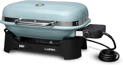 Weber Lumin Compact Outdoor Electric Barbecue Grill, Light Green - Great Small Spaces such as Patios, Balconies, and Decks, Portable and Convenient