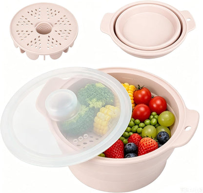 42oz Upgraded Silicone Foldable Microwave Steamer (Light Green)