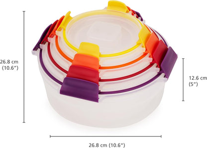 Joseph Joseph Nest Lock Plastic BPA Free Food Storage Container Set with Lockable Airtight Leakproof Lids, 10-Piece, Multi-Color
