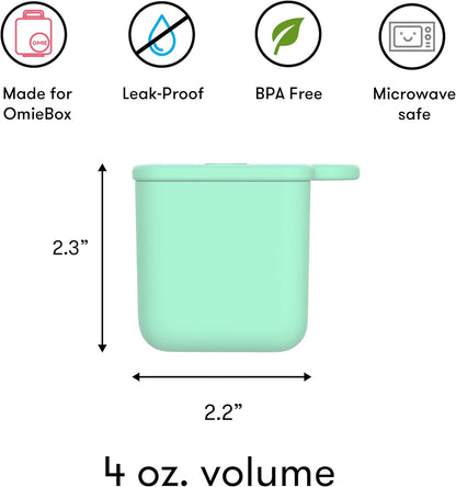 OmieBox (2 pack) Leakproof Dips Containers To Go, Salad Dressing Container, Condiment Container with Lids - Food Safe Silicone - 4 ounces (Blue/Lime)