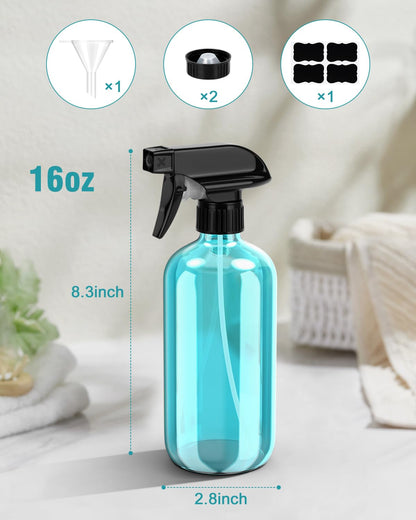 Bontip Glass Spray Bottle 16 oz for Cleaning, Plants (2 Pack, Amber)