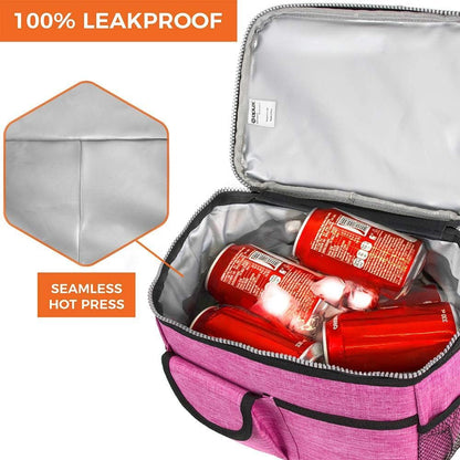 opux Insulated Lunch Bag Women Men, Dual Compartment Leakproof Lunch Box Adults Kids, Double Decker Meal Prep Bento Lunch Cooler Tote with Shoulder Strap for Work Office School Travel, Floral Purple