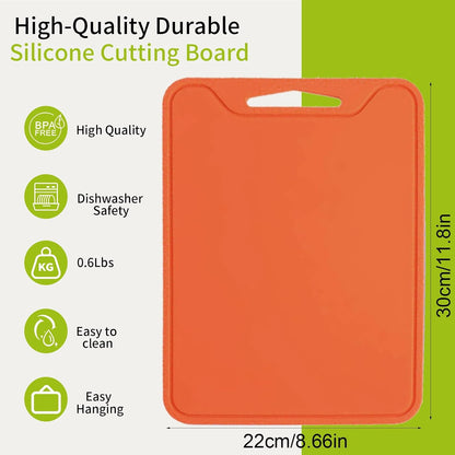Silicone Cutting Board for Kitchen, 11.8''x 8.6'' Flexible Cutting Boards, BPA Free Non Slip Cutting Mat for Meat, Vegetables and Fruit with Easy Grip Handle, Dishwasher Safe (Deep purple)