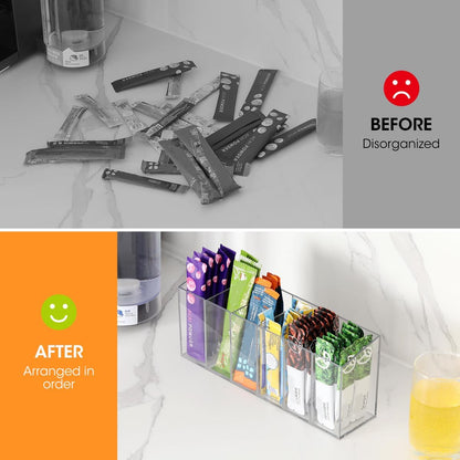 AIEVE Extra Large Drink Packet Organizer, 360° Lazy Susan Rotating Turntable for Larger Powder Drink Mix, Hydration Packets Acrylic Pantry Organizers for Kitchen Storage Organization