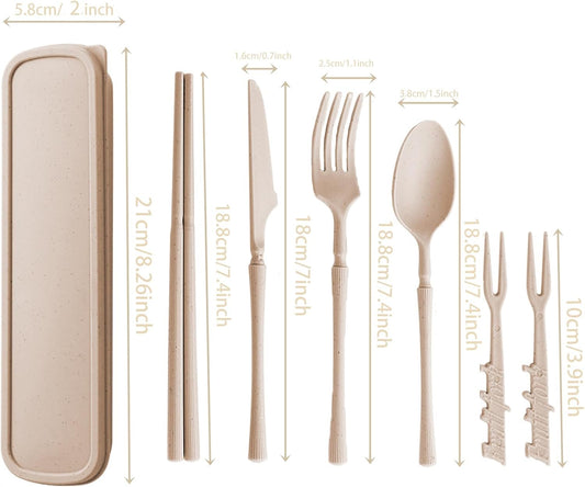 1 Set Large Reusable Travel Utensils Set with Case, Camping Cutlery for Office, Lunch, Dorm & Daily Work Use, Includes Spoon, Knife & Fork((Pink)