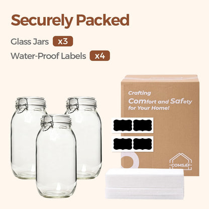 ComSaf Glass Pantry Jars with Airtight Lids 0.7 Gallon 2 Pack Wide Mouth | Flour sugar rice, Sourdough pickling, Pantry organization, Scoop included, Baking supplies, Bulk food storage, Large capacity