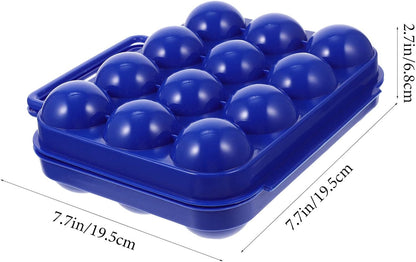 Yardwe 2pcs 12 Egg Container Outdoor Camping Egg Holder Portable Eggs Carrier with Handle Egg Storage Box for Outdoor Picnic Home Fridge Refrigerator Blue