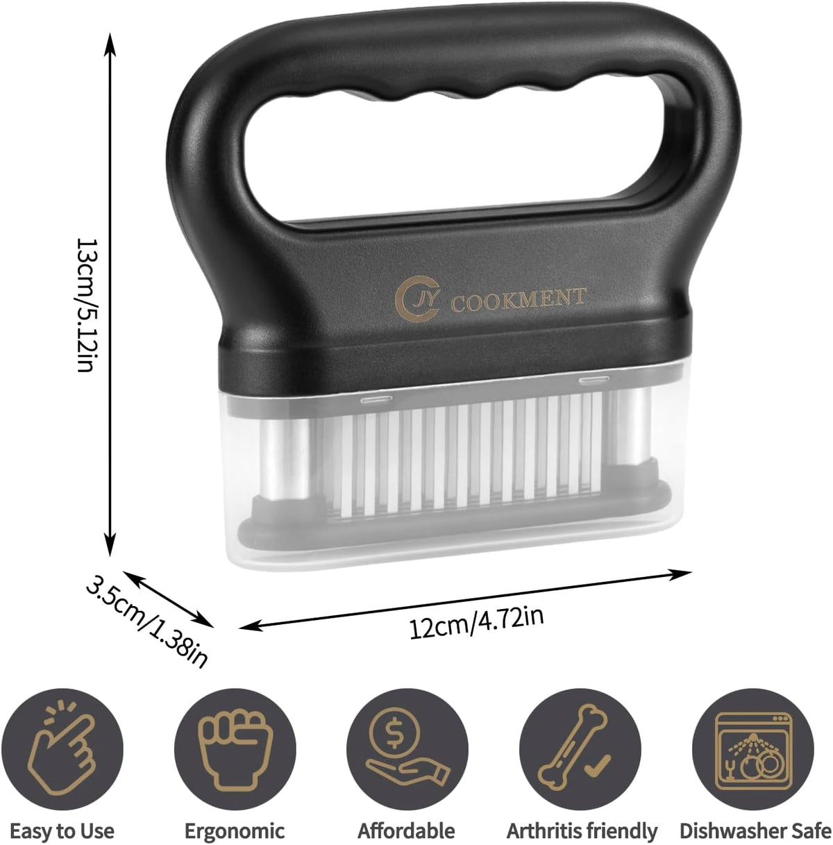Meat Tenderizer Tool with 48 Stainless Steel Ultra Sharp Needle Blades