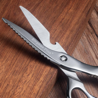 Professional All Stainless Steel Kitchen Scissors, Heavy Duty Stainless Steel Utility Shears for Vegetables, Meat, Fish, Pizza Comes with Black Gift Box Packaging