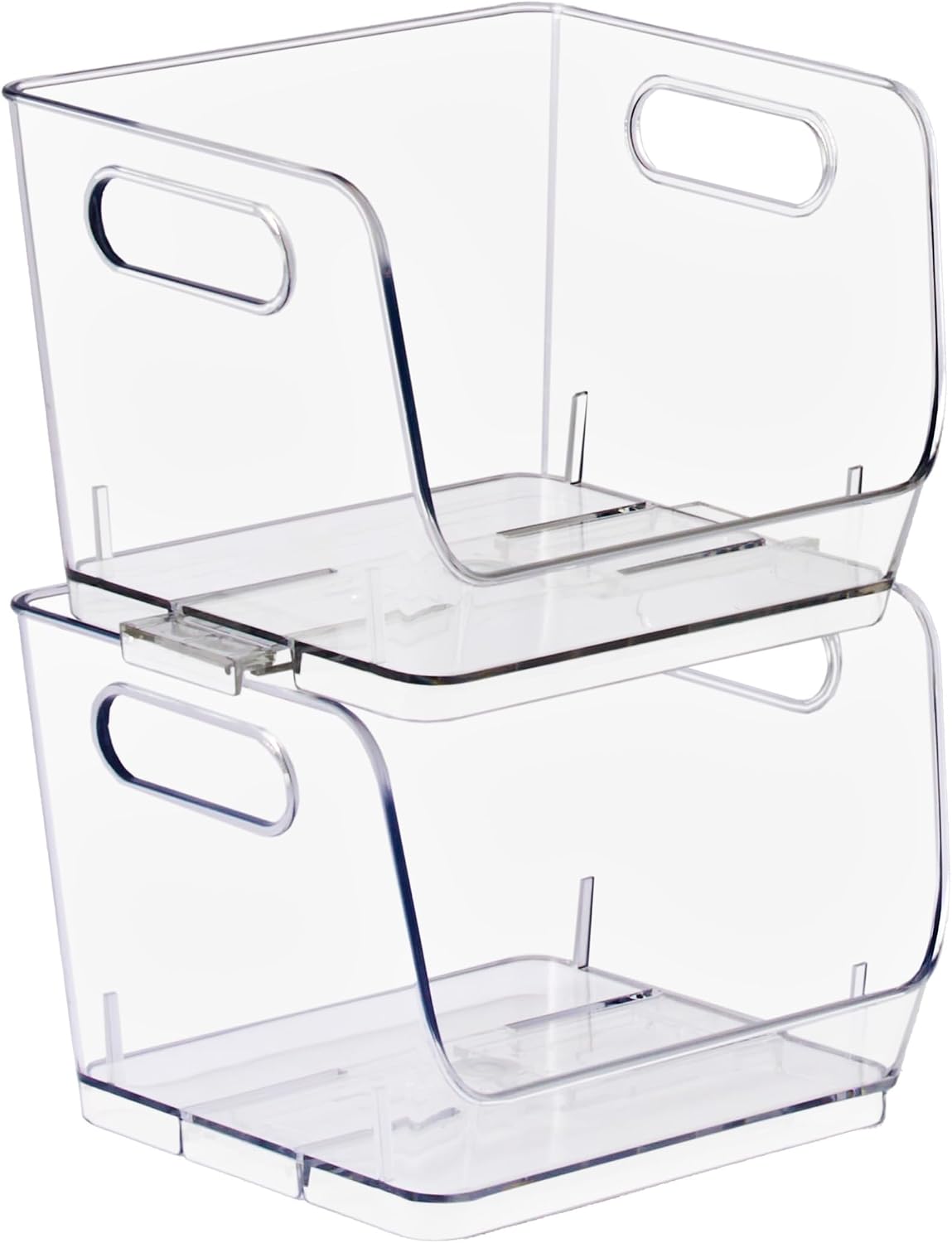 Sorbus Stackable Storage Bins Open Front - Clear Stackable Storage Bins - Pantry Bins for Storage and Organization - Acrylic Stackable Bins for Kitchen - Clear Pantry Organizer Bins (Medium 2 Pack)
