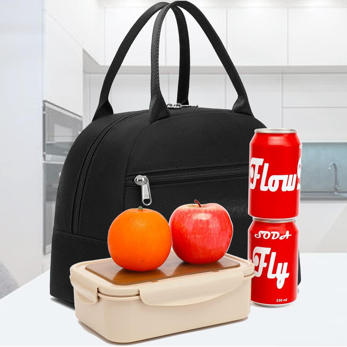 FlowFly Insulated Lunch Cooler Bag - Tote Bag Organizer for Women/Men, Black - Colors B