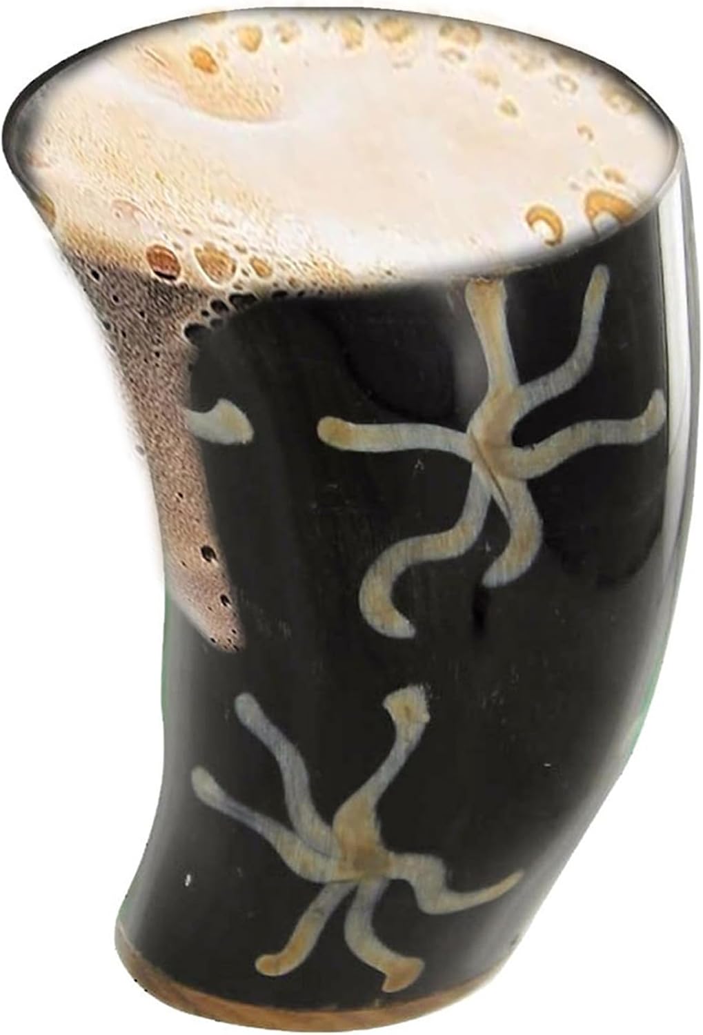 Armory Replicas™ 3-Piece Buffalo Drinking Horn Set – Handmade Natural Horn Cups with Earth Design, Viking Style Mead Ale Wine Cups for Feasts, Parties & Collectors