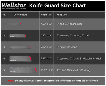 WELLSTAR Knife Edge Guards 8 Inch, Universal Blade Covers, BPA Free ABS Protective Blade Sheaths, Non-Scratch Felt Lining Kitchen Knives Covers (Knives not included)