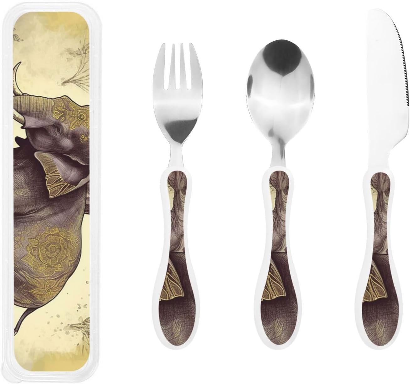 3-Piece Kids Silverware Set With Storage Case, Stainless Steel Reusable Children Safe Knife Spoon Fork Set Cartoon Cute Penguin Children Flatware Set For Kids Lunch Box