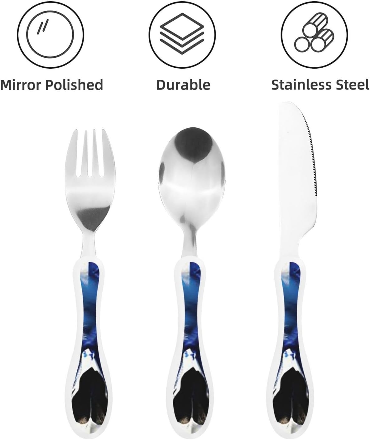 3-Piece Kids Silverware Set With Storage Case, Stainless Steel Reusable Children Safe Knife Spoon Fork Set Dreamy Jellyfish Print Children Flatware Set For Kids Lunch Box