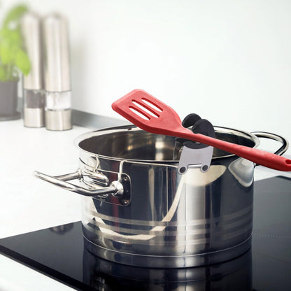 2pcs Stainless Steel Pot Clip Spoon Rest with Black Rubber