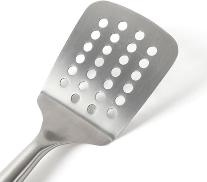 Calphalon Slotted Turner, Kitchen Flipping Spatula, Slotted Spatula, Stainless Steel Turner with Silicone Heat Resistance Handle, Nonstick-Safe Spatula for Draining and Flipping (Navy)