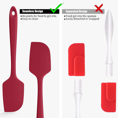 2-Piece Silicone Scraper & Spoon Spatulas: Doosu 600°F Heat Resistant Food Grade BPA Free Rubber Baking Flat Spatula Kitchen Cooking Spoonula for Mixing Scraping Folding Stirring Serving (Aqua Sky)