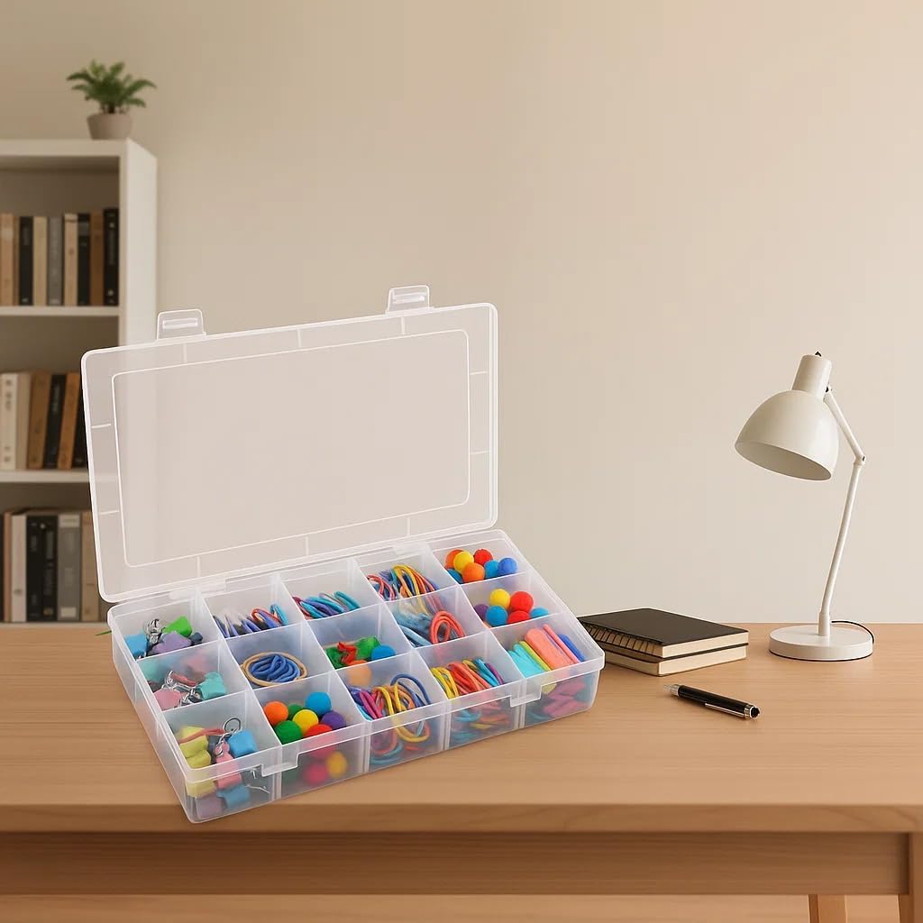 3pcs Clear Storage Small Parts Organizer Box Storage Bin With Dividers Multi Compartment for Beads Art DIY Tackle Box Organizer (10 - compartment in length)