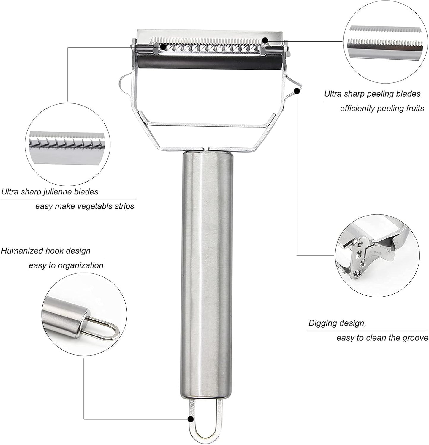 Multifunctional Peeler- Stainless Steel, Fruit & Vegetable Peeler, Cheese Slicer, Julienne Slicer/Shredder