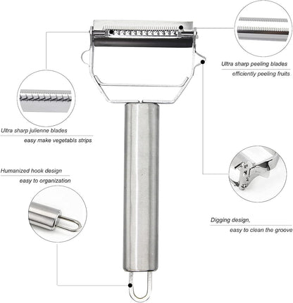 Multifunctional Peeler- Stainless Steel, Fruit & Vegetable Peeler, Cheese Slicer, Julienne Slicer/Shredder