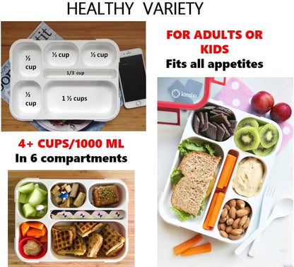 Glitter Lunch Box for Girls, Bento Boxes for School, Pre-School, Toddler Daycare, Travel. Kids Snack Containers, 6 Divided Leak Proof Compartments, BPA Free, Cute 2 Pack Set, Utensils, Pink & Purple