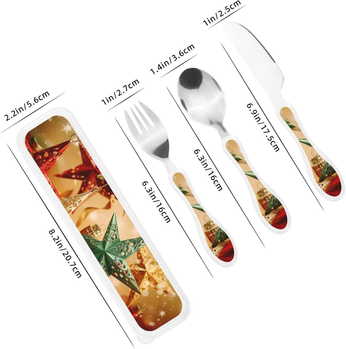 3-Piece Kids Silverware Set With Storage Case, Stainless Steel Reusable Children Safe Knife Spoon Fork Set Elephant Pattern Children Flatware Set For Kids Lunch Box