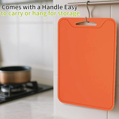 Silicone Cutting Board for Kitchen, 11.8''x 8.6'' Flexible Cutting Boards, BPA Free Non Slip Cutting Mat for Meat, Vegetables and Fruit with Easy Grip Handle, Dishwasher Safe (Deep purple)